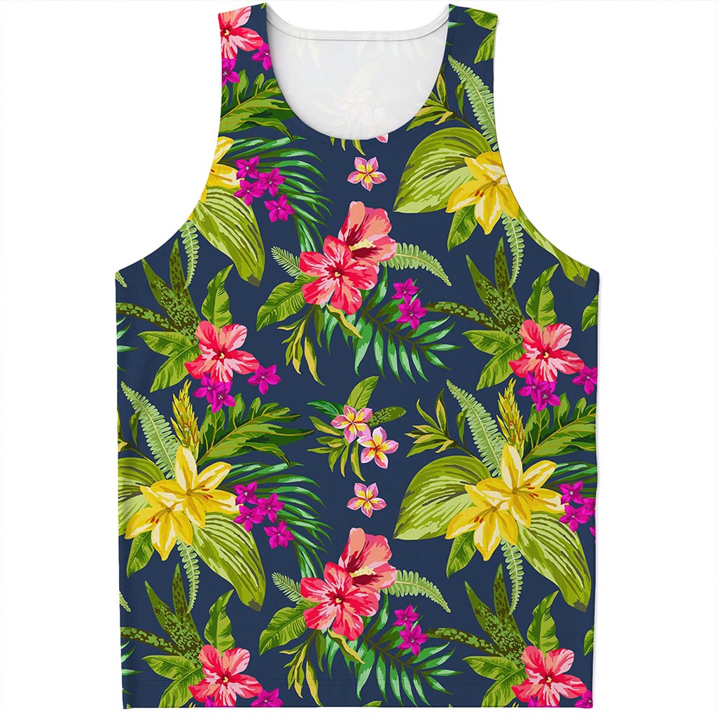 Aloha Hawaiian Flowers Pattern Print Men's Tank Top