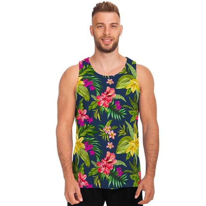 Aloha Hawaiian Flowers Pattern Print Men's Tank Top