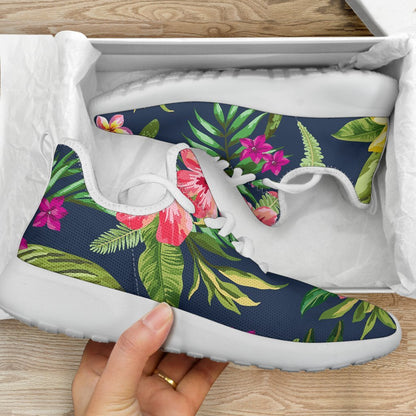 Aloha Hawaiian Flowers Pattern Print Mesh Knit Shoes GearFrost