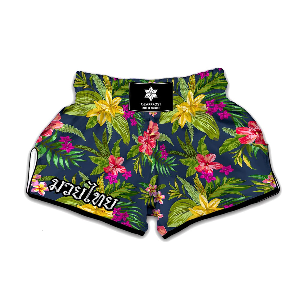 Aloha Hawaiian Flowers Pattern Print Muay Thai Boxing Shorts