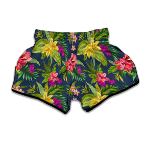 Aloha Hawaiian Flowers Pattern Print Muay Thai Boxing Shorts