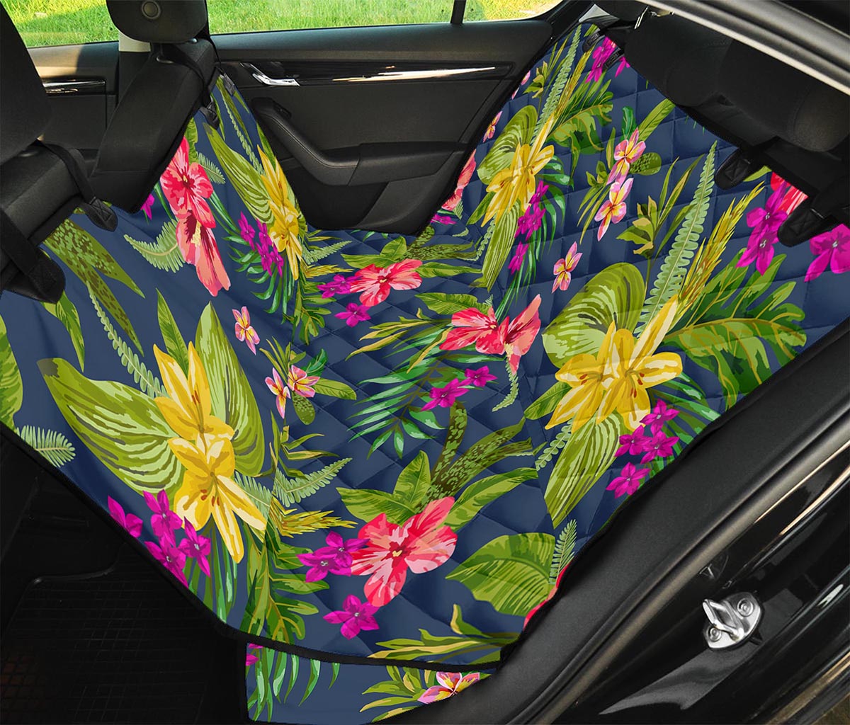 Aloha Hawaiian Flowers Pattern Print Pet Car Back Seat Cover