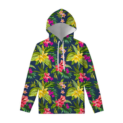 Aloha Hawaiian Flowers Pattern Print Pullover Hoodie