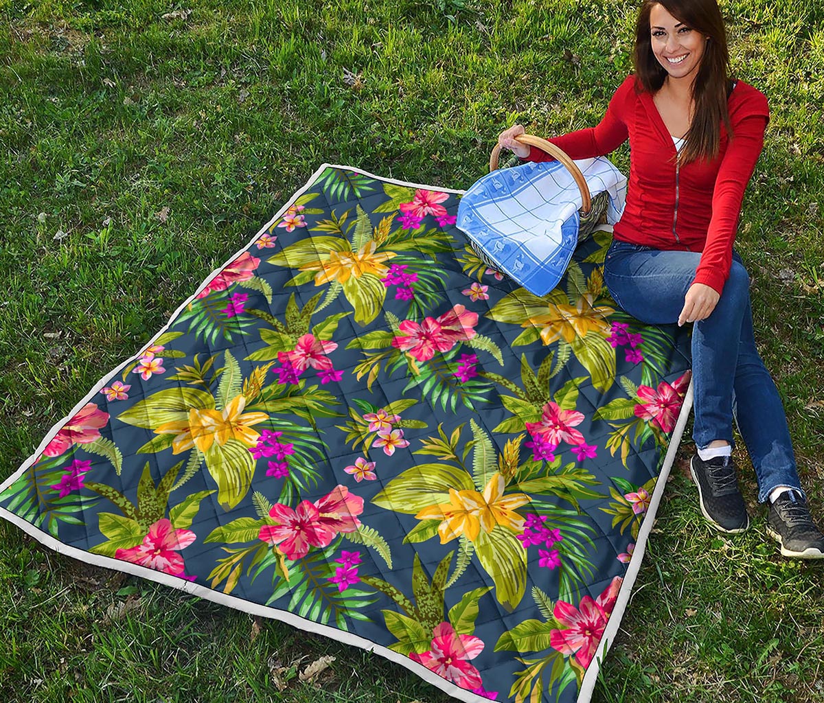 Aloha Hawaiian Flowers Pattern Print Quilt