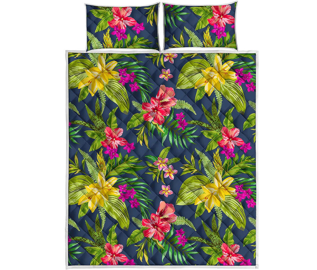 Aloha Hawaiian Flowers Pattern Print Quilt Bed Set