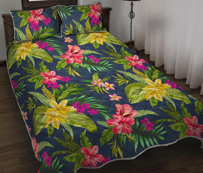 Aloha Hawaiian Flowers Pattern Print Quilt Bed Set