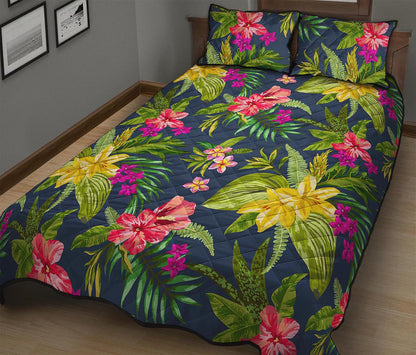 Aloha Hawaiian Flowers Pattern Print Quilt Bed Set