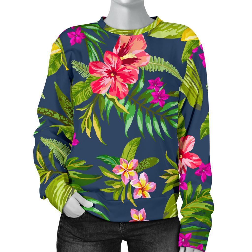 Aloha Hawaiian Flowers Pattern Print Women's Crewneck Sweatshirt GearFrost