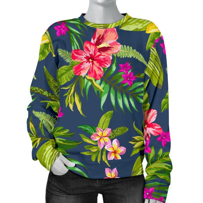 Aloha Hawaiian Flowers Pattern Print Women's Crewneck Sweatshirt GearFrost