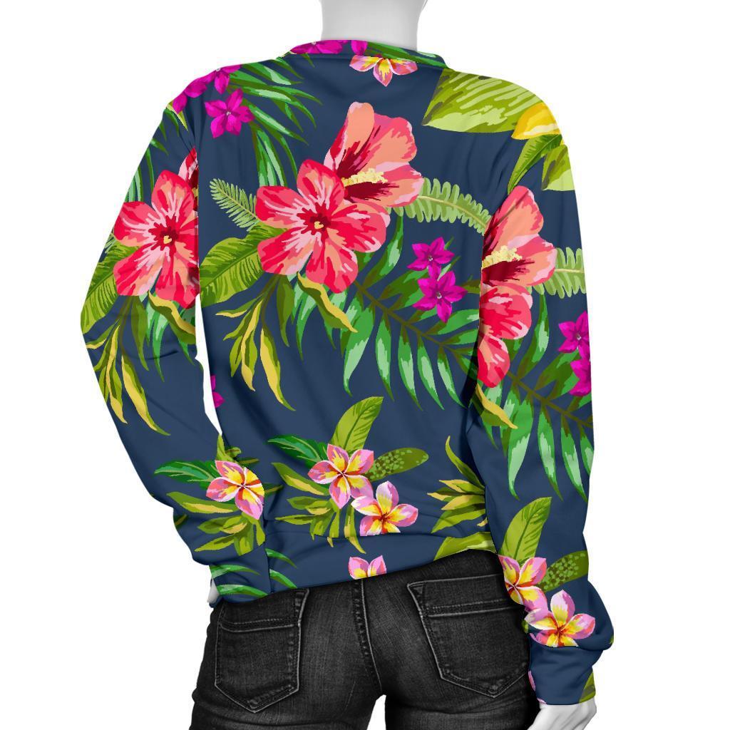 Aloha Hawaiian Flowers Pattern Print Women's Crewneck Sweatshirt GearFrost