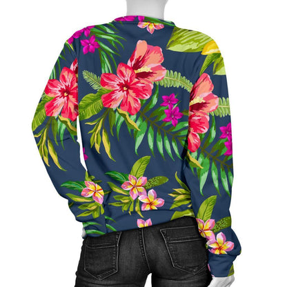 Aloha Hawaiian Flowers Pattern Print Women's Crewneck Sweatshirt GearFrost