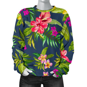Aloha Hawaiian Flowers Pattern Print Women's Crewneck Sweatshirt GearFrost