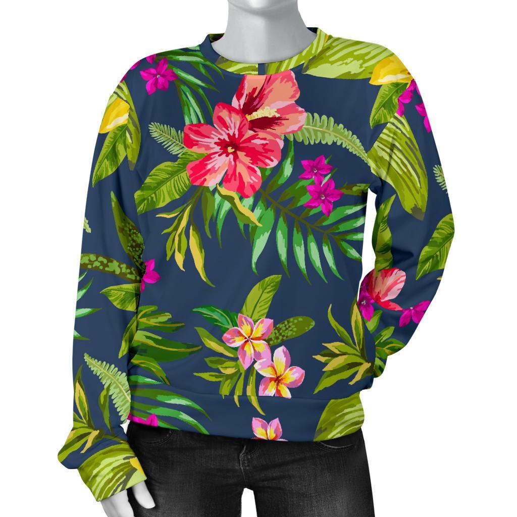 Aloha Hawaiian Flowers Pattern Print Women's Crewneck Sweatshirt GearFrost