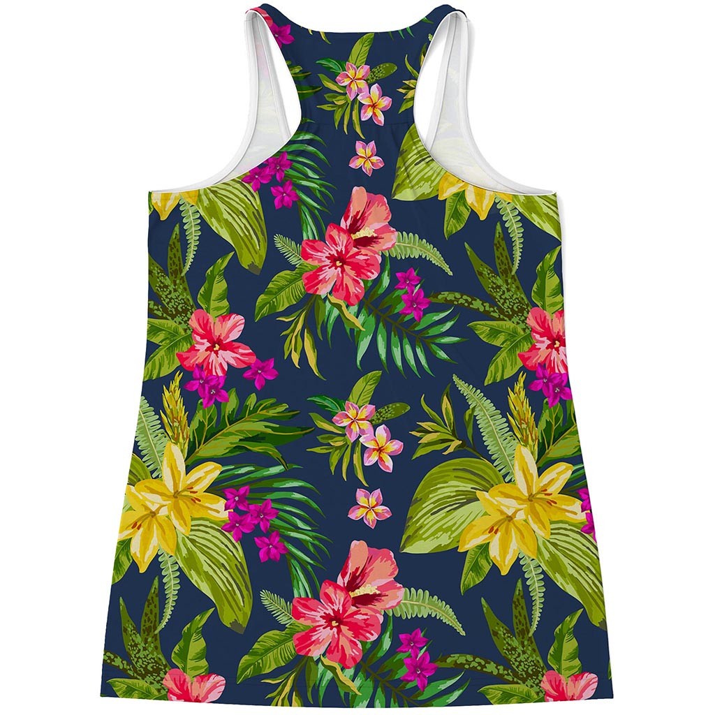 Aloha Hawaiian Flowers Pattern Print Women's Racerback Tank Top
