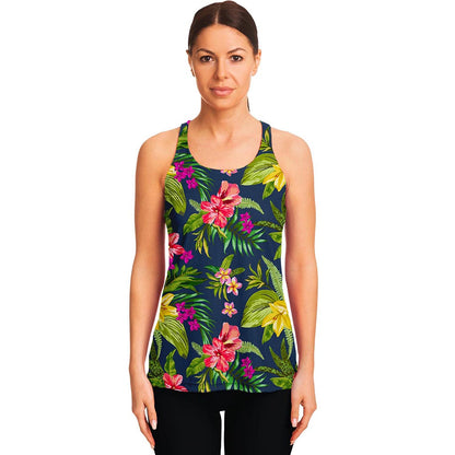 Aloha Hawaiian Flowers Pattern Print Women's Racerback Tank Top