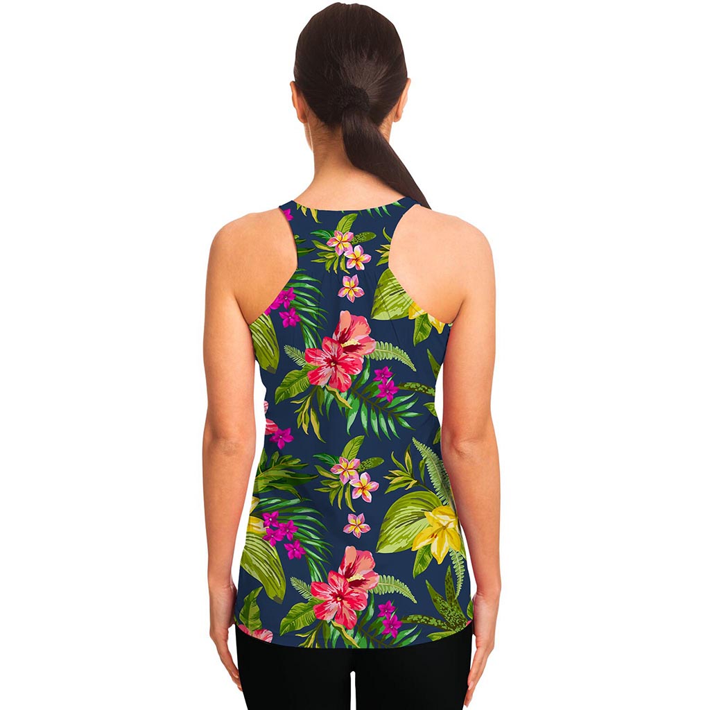 Aloha Hawaiian Flowers Pattern Print Women's Racerback Tank Top