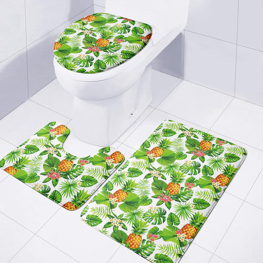 Aloha Hawaiian Pineapple Pattern Print 3 Piece Bath Mat Set