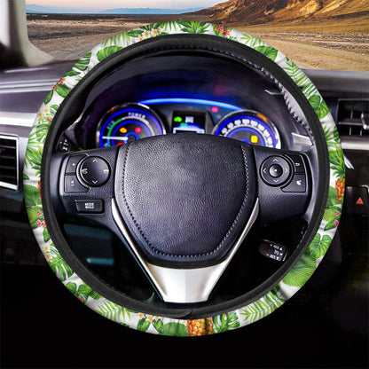 Aloha Hawaiian Pineapple Pattern Print Car Steering Wheel Cover