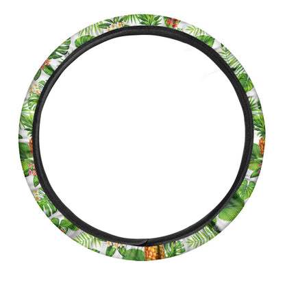 Aloha Hawaiian Pineapple Pattern Print Car Steering Wheel Cover