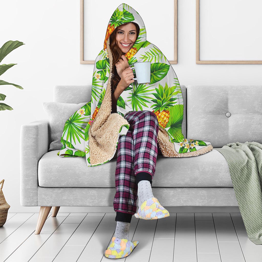 Aloha Hawaiian Pineapple Pattern Print Hooded Blanket