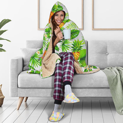 Aloha Hawaiian Pineapple Pattern Print Hooded Blanket