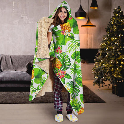 Aloha Hawaiian Pineapple Pattern Print Hooded Blanket
