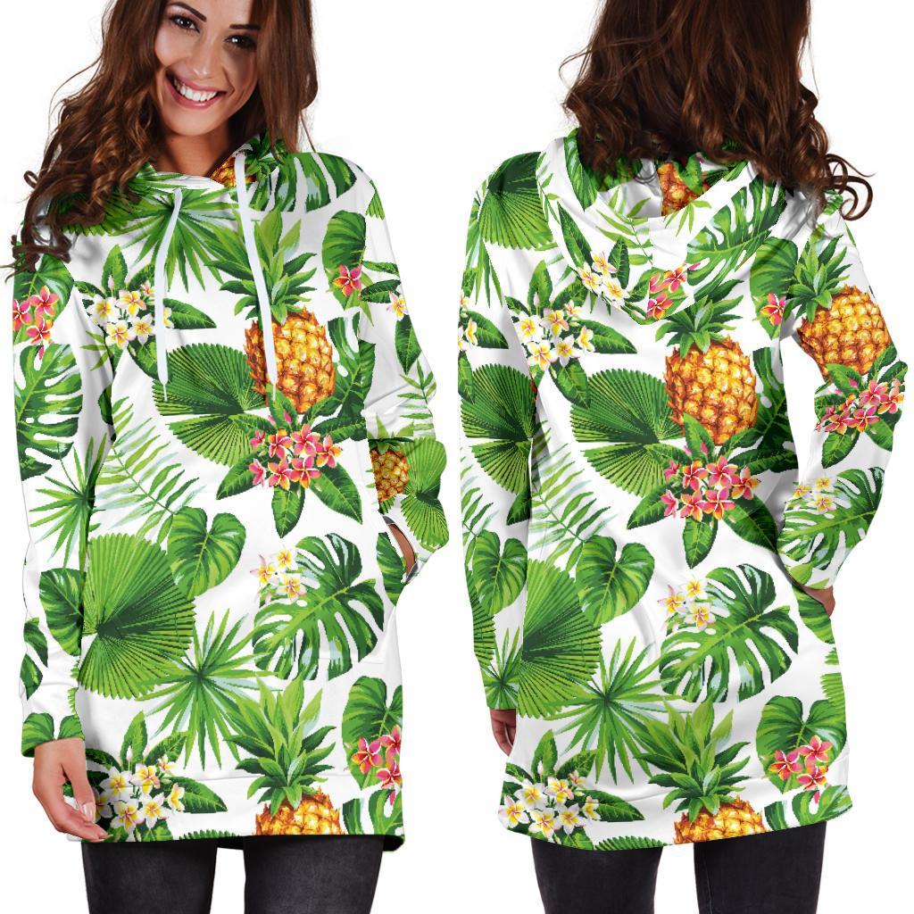 Aloha Hawaiian Pineapple Pattern Print Hoodie Dress GearFrost