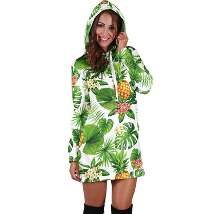 Aloha Hawaiian Pineapple Pattern Print Hoodie Dress GearFrost