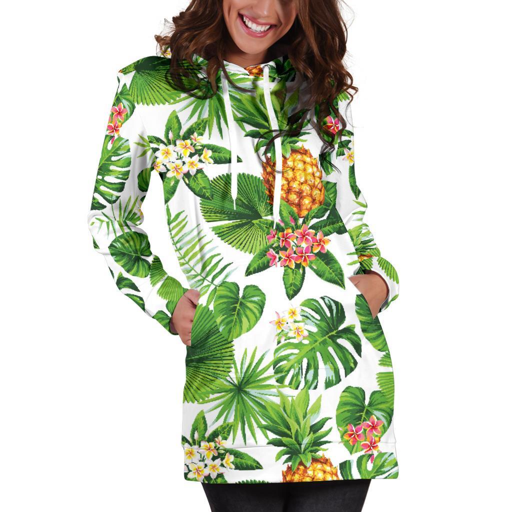 Aloha Hawaiian Pineapple Pattern Print Hoodie Dress GearFrost