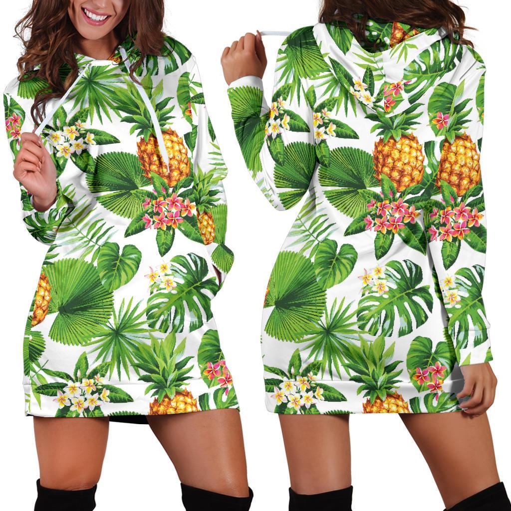 Aloha Hawaiian Pineapple Pattern Print Hoodie Dress GearFrost