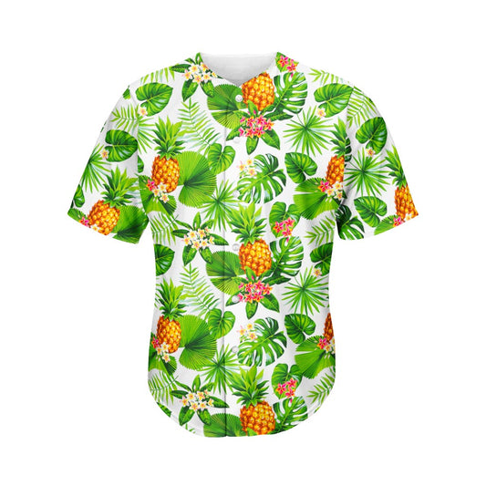 Aloha Hawaiian Pineapple Pattern Print Men's Baseball Jersey
