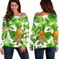 Aloha Hawaiian Pineapple Pattern Print Off The Shoulder Sweatshirt