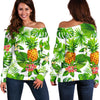 Aloha Hawaiian Pineapple Pattern Print Off Shoulder Sweatshirt GearFrost