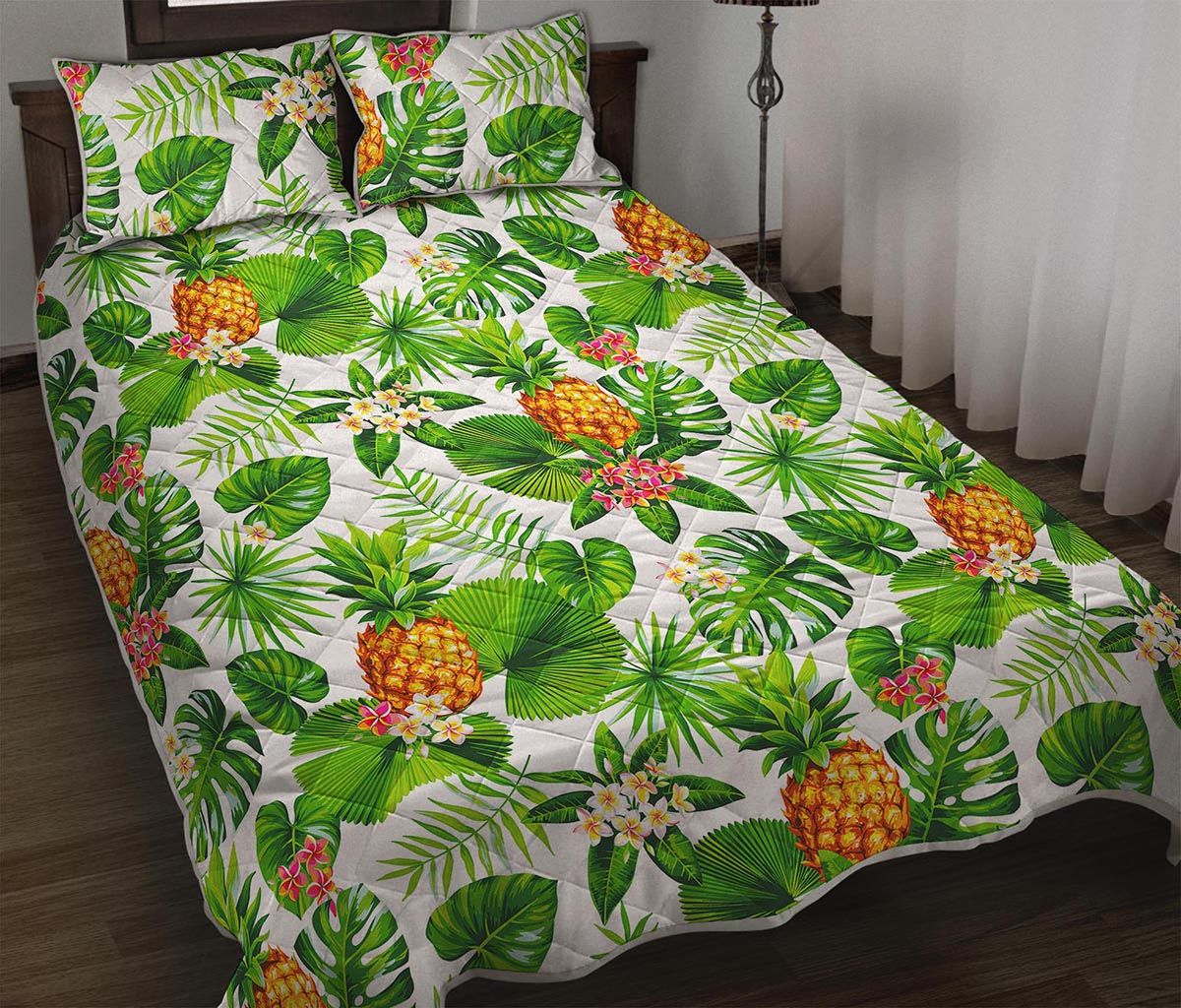 Aloha Hawaiian Pineapple Pattern Print Quilt Bed Set