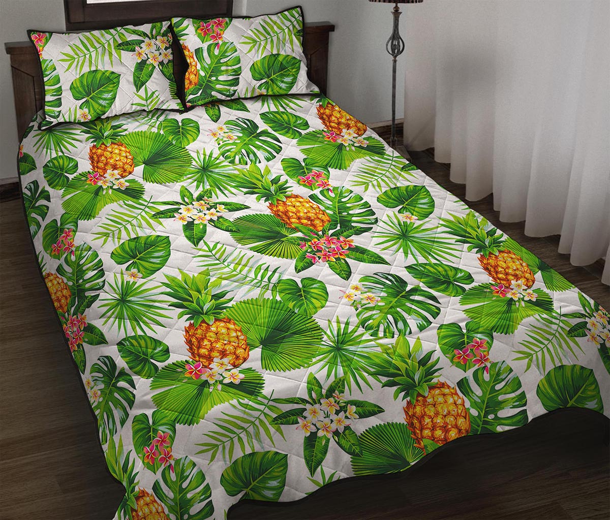 Aloha Hawaiian Pineapple Pattern Print Quilt Bed Set