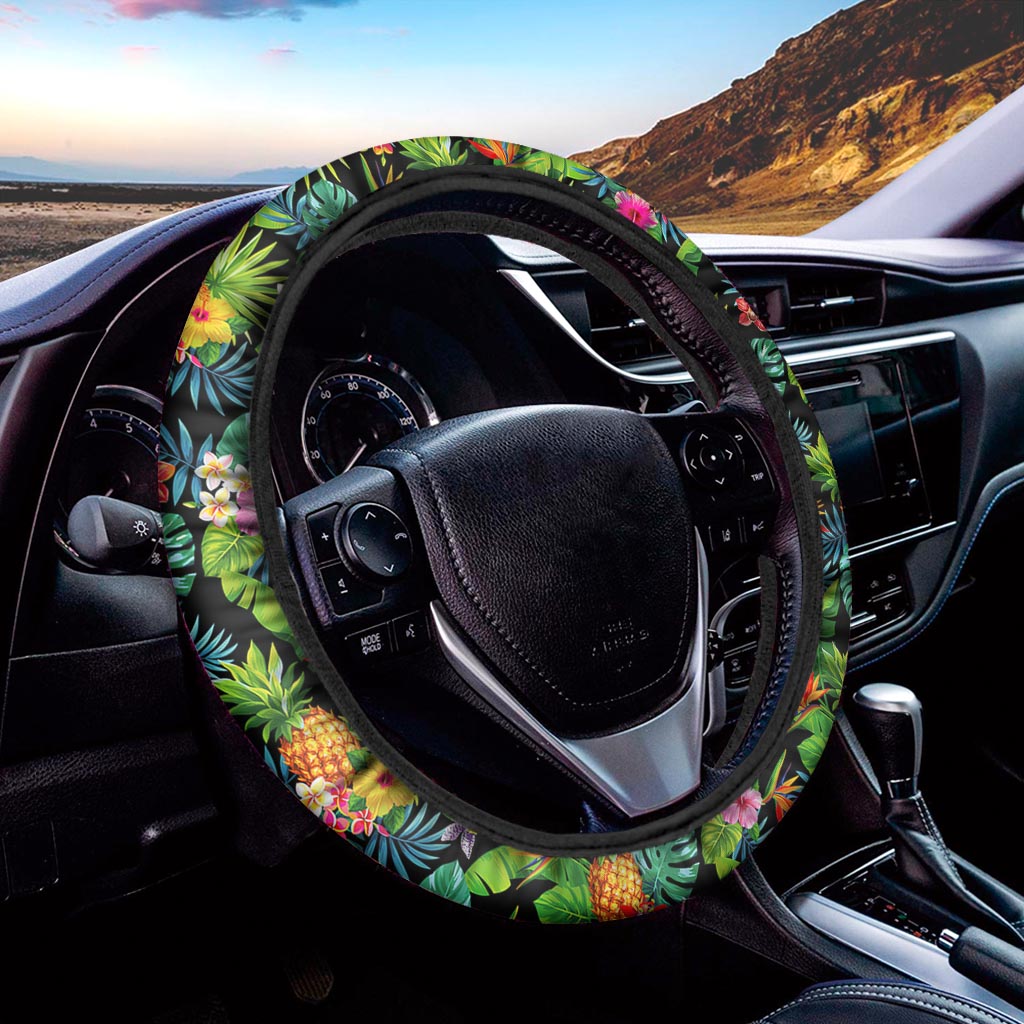 Aloha Hawaiian Tropical Pattern Print Car Steering Wheel Cover