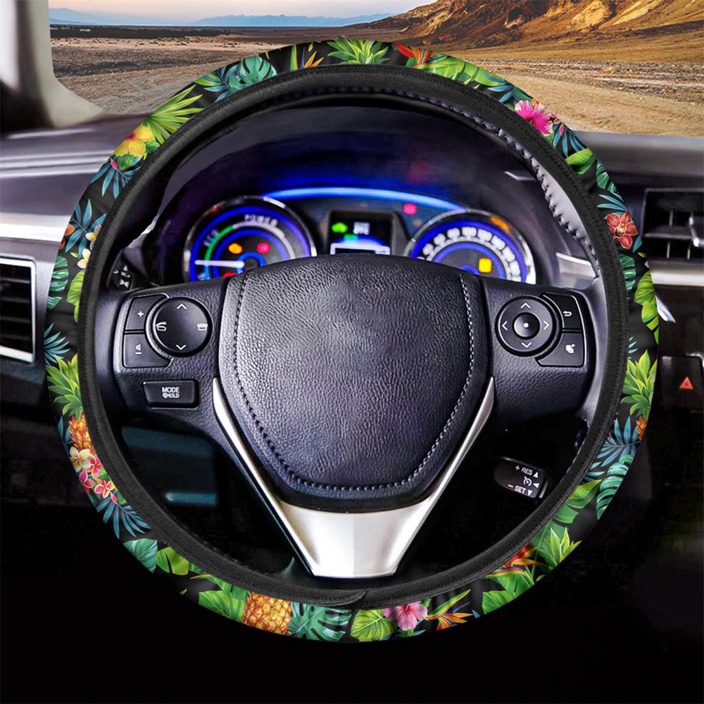 Aloha Hawaiian Tropical Pattern Print Car Steering Wheel Cover