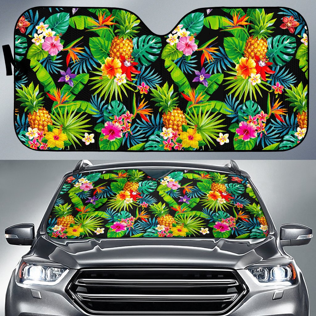 Aloha Hawaiian Tropical Pattern Print Car Sun Shade GearFrost