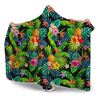 Aloha Hawaiian Tropical Pattern Print Hooded Blanket