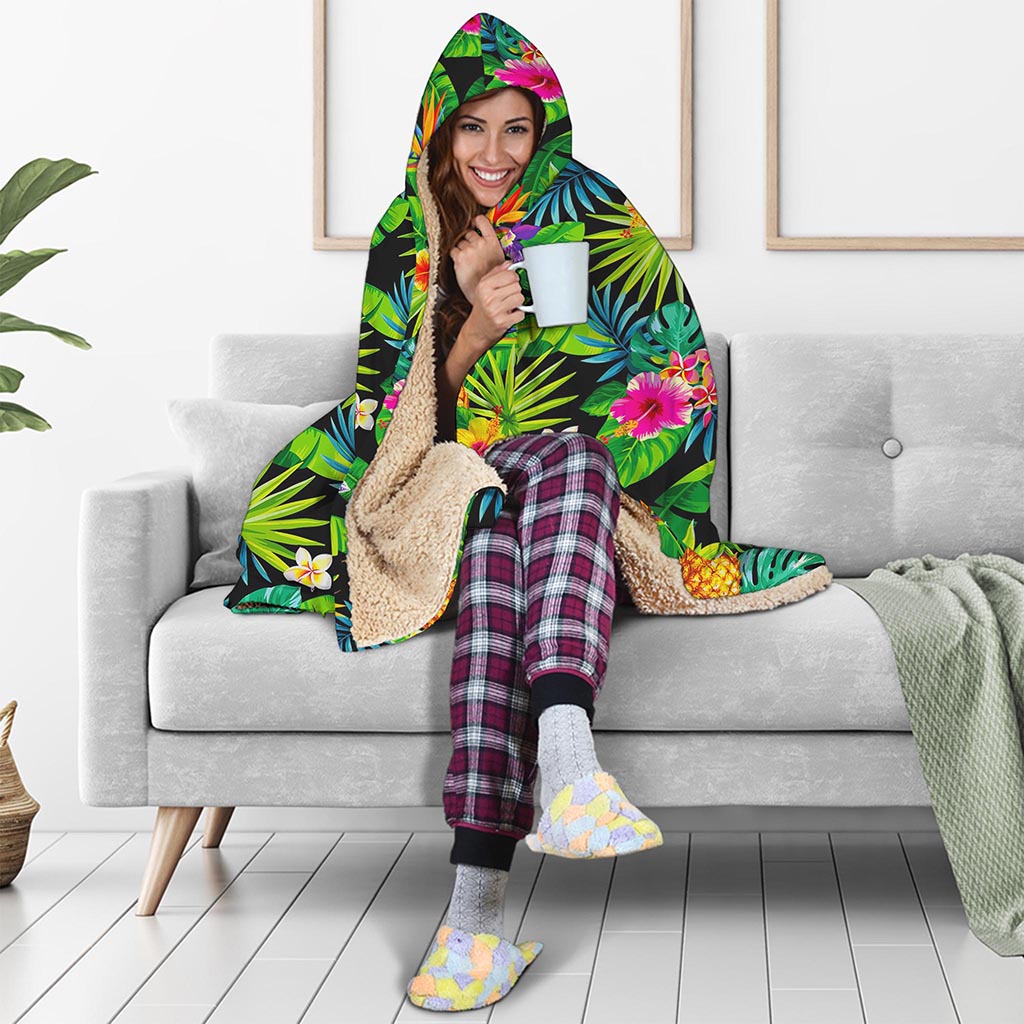 Aloha Hawaiian Tropical Pattern Print Hooded Blanket