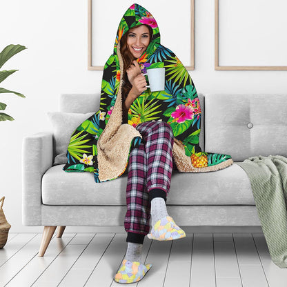Aloha Hawaiian Tropical Pattern Print Hooded Blanket