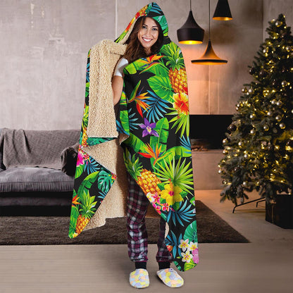 Aloha Hawaiian Tropical Pattern Print Hooded Blanket