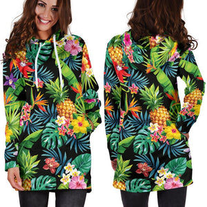 Aloha Hawaiian Tropical Pattern Print Hoodie Dress GearFrost