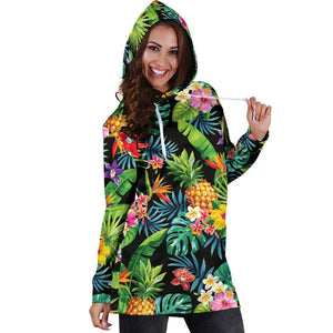 Aloha Hawaiian Tropical Pattern Print Hoodie Dress GearFrost