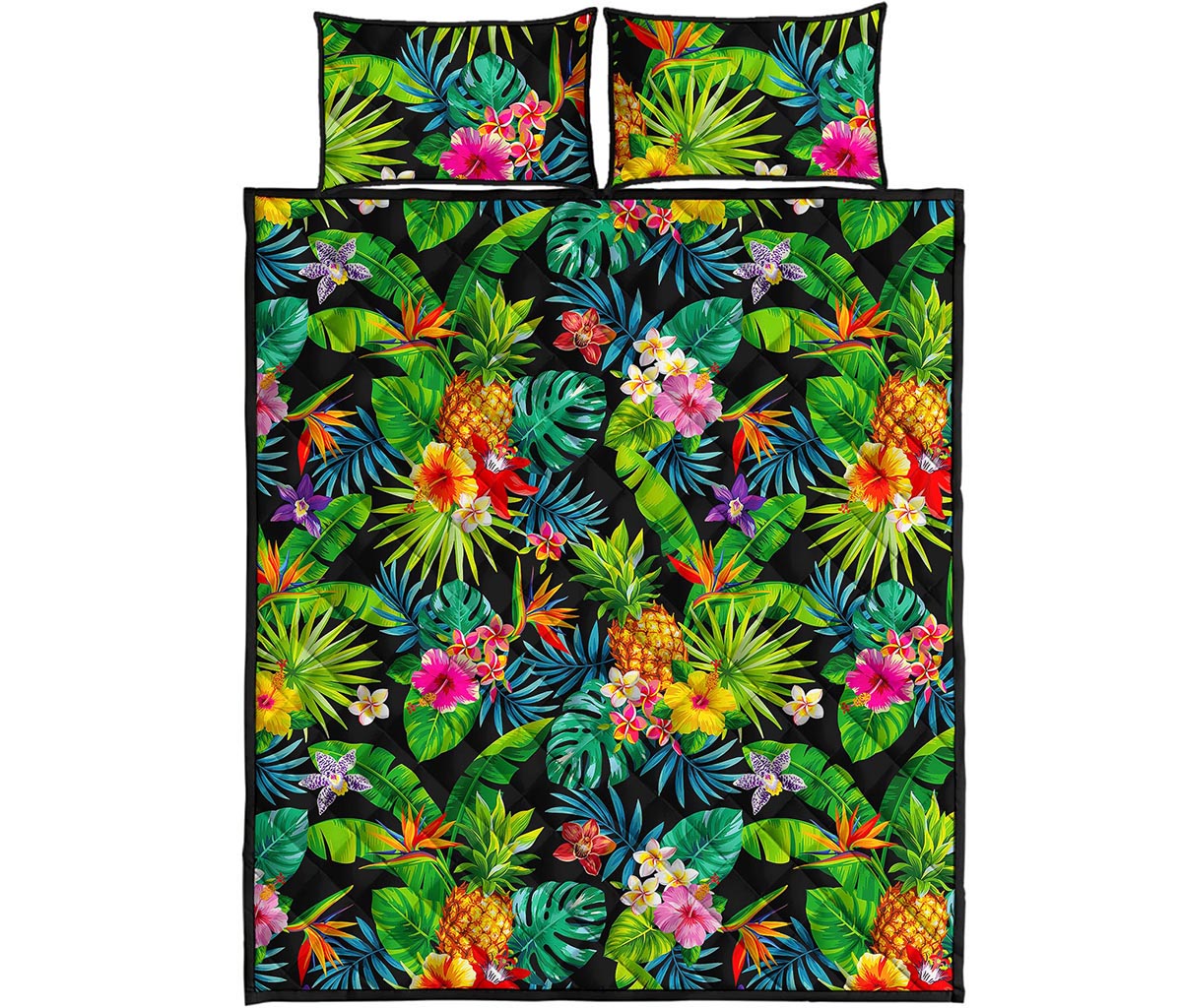 Aloha Hawaiian Tropical Pattern Print Quilt Bed Set