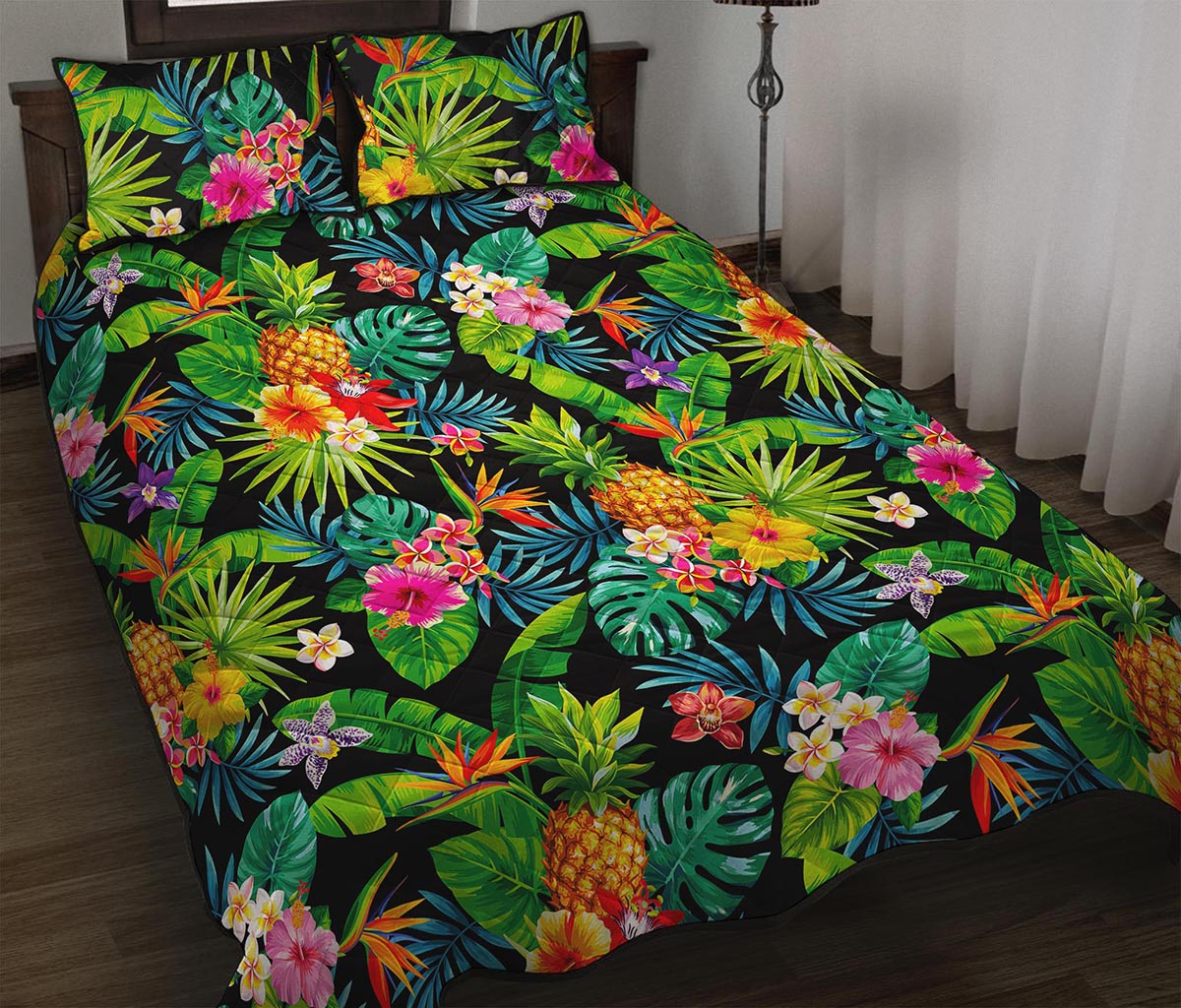 Aloha Hawaiian Tropical Pattern Print Quilt Bed Set