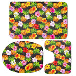 Aloha Hibiscus Pineapple Pattern Print 3 Piece Bath Mat Set