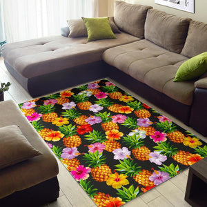 Aloha Hibiscus Pineapple Pattern Print Area Rug GearFrost