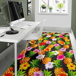 Aloha Hibiscus Pineapple Pattern Print Area Rug GearFrost