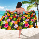 Aloha Hibiscus Pineapple Pattern Print Beach Sarong Wrap